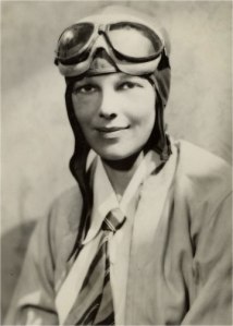 Amelia Earhart in flying gear.